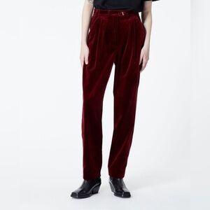 The Kooples Burgundy Velvet Slim Pants Trousers Size 38 NWT